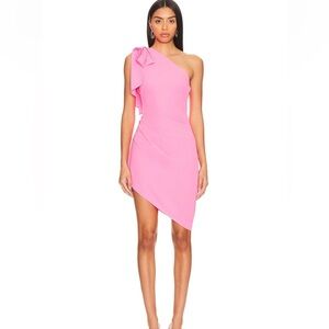 Amanda Uprichard Emmalee one shoulder mini dress in shocking pink 
Size xs